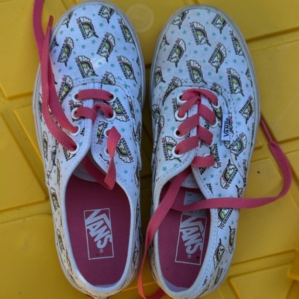 Vans Kids White Sneakers with Pink Accents